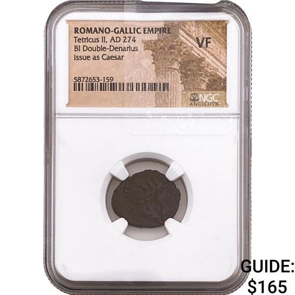 Romano-Gallic Tetricus II 274 AD BI Dbl-Denarius NGC
