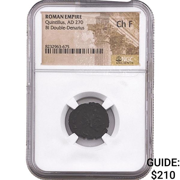 Roman Quintillus 270 AD BI Dbl-Denarius NGC