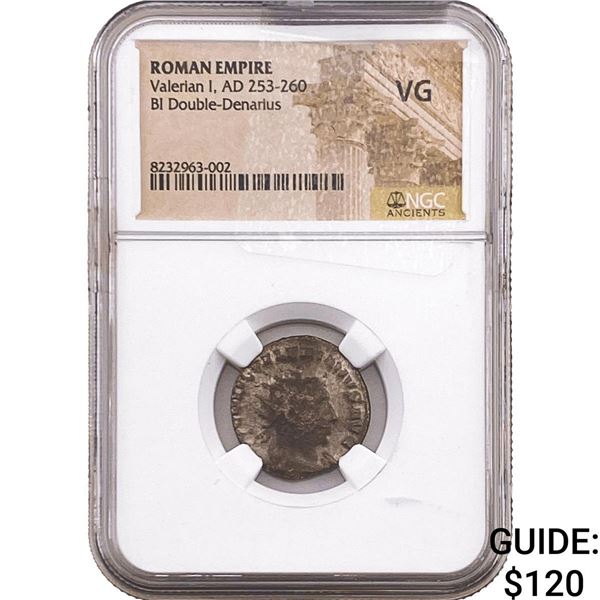 Roman Valerian I 253-260 AD BI Dbl-Denarius NGC
