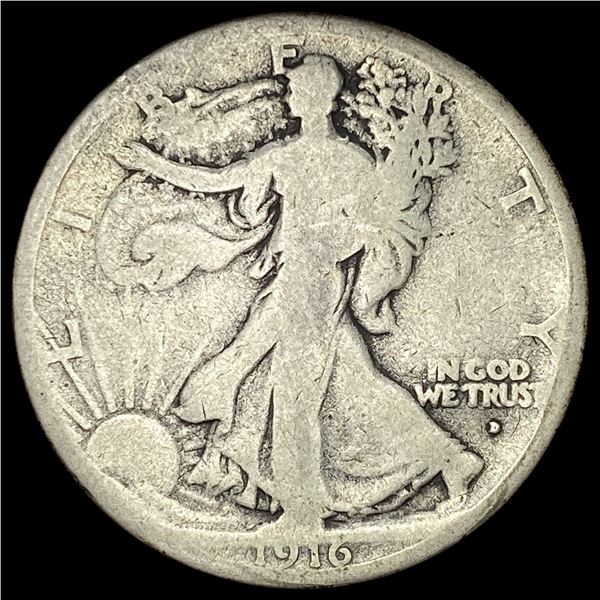 1916-D Silver Walking Liberty Half Dollar NICELY CIRCULATED