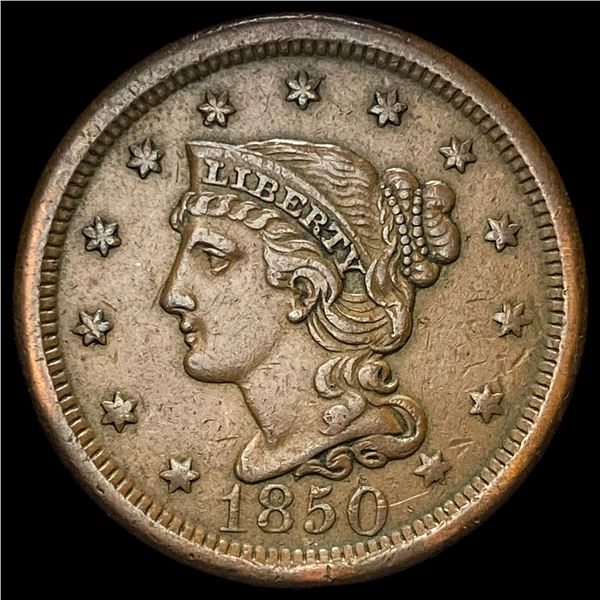 1850 Braided Hair Large Cent NEARLY UNCIRCULATED