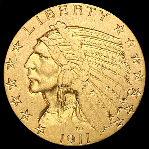 1911 Indian Head Half Eagle $5 Gold CLOSELY UNCIRCULATED