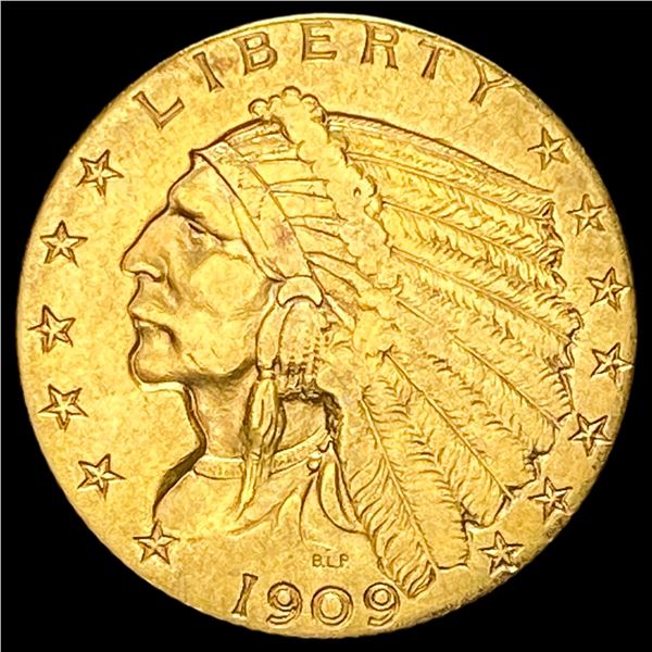 1909 Indian Head Gold $2.50 Quarter Eagle NEARLY UNCIRCULATED
