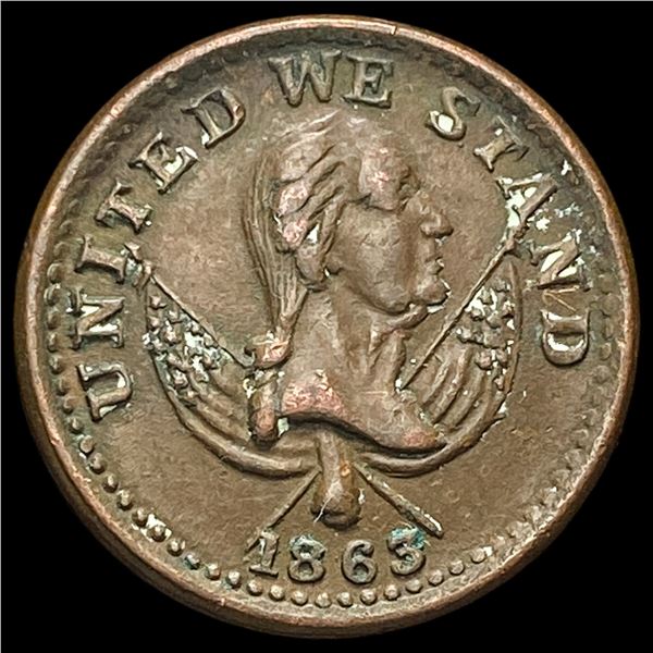 1863 Civil War Token "United We Stand" NEARLY UNCIRCULATED