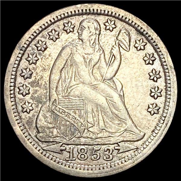 1853 Seated Liberty Dime (Arrows) NEARLY UNCIRCULATED