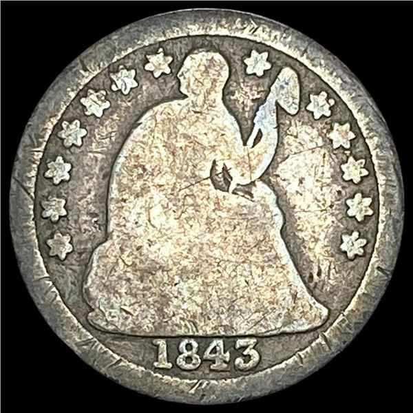 1843 Silver Half Dime NICELY CIRCULATED