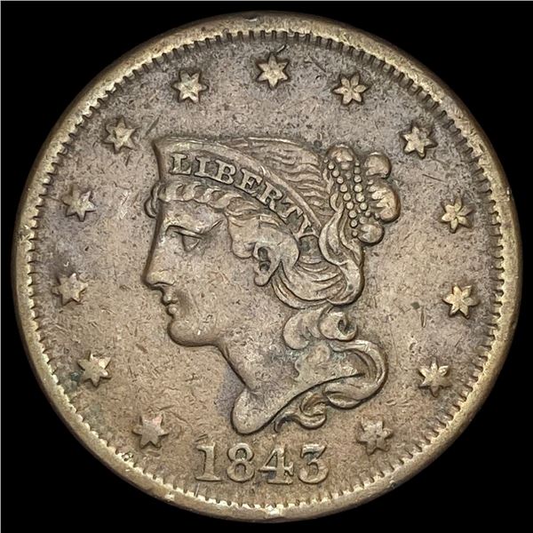 1843 Braided Hair Large Cent NEARLY UNCIRCULATED