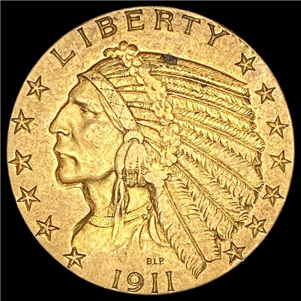 1911 Indian Head $5 Gold Half Eagle NEARLY UNCIRCULATED