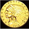 Image 1 : 1913 Indian Head Gold $2.5 Quarter Eagle CLOSELY UNCIRCULATED
