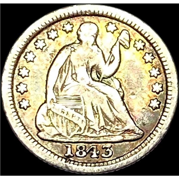 1843 Seated Liberty Half Dime LIGHTLY CIRCULATED