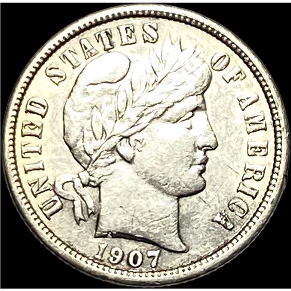 1907 Barber Dime CLOSELY UNCIRCULATED