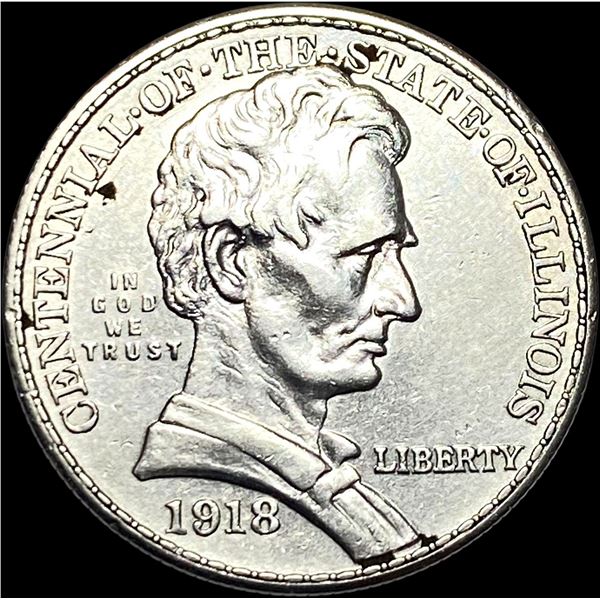 1918 Silver Half Dollar Illinois Centennial CLOSELY UNCIRCULATED