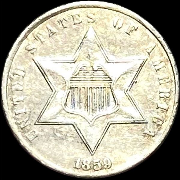 1859 Silver Three-Cent Piece CLOSELY UNCIRCULATED