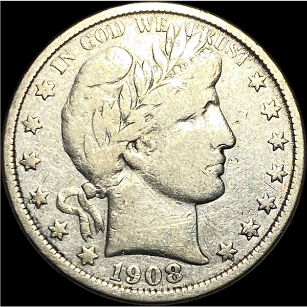 1908 Silver Barber Half Dollar LIGHTLY CIRCULATED