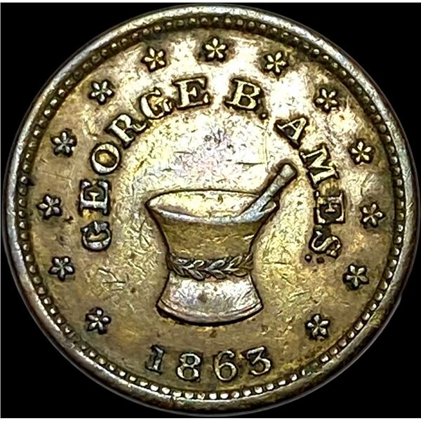 1863 George B. Ames Civil War Token IL. CLOSELY UNCIRCULATED