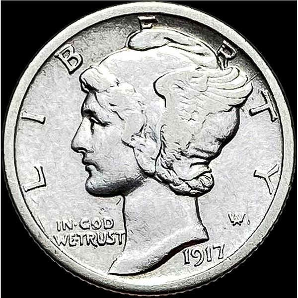1917-D Silver Mercury Dime NEARLY  UNCIRCULATED