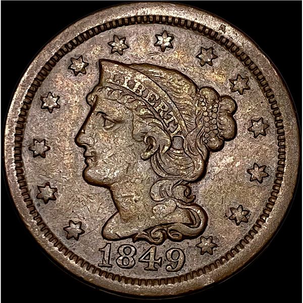1849 Braided Hair Large Cent NEARLY  UNCIRCULATED