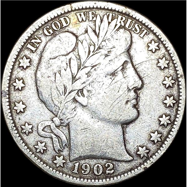 1902 Silver Barber Half Dollar ABOUT  UNCIRCULATED