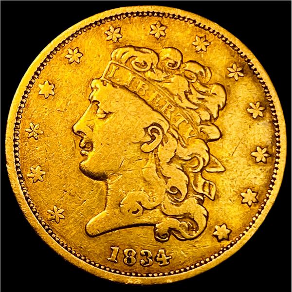 1834 Gold $5 Classic Head Half Eagle LIGHTLY  CIRCULATED