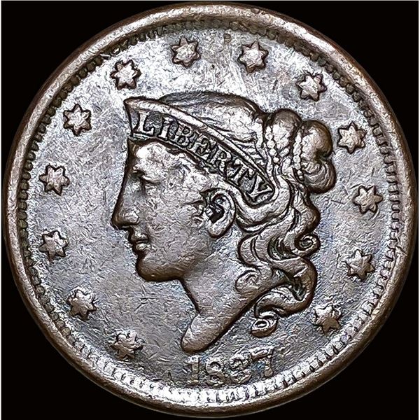 1837 Coronet Head Large Cent ABOUT  UNCIRCULATED