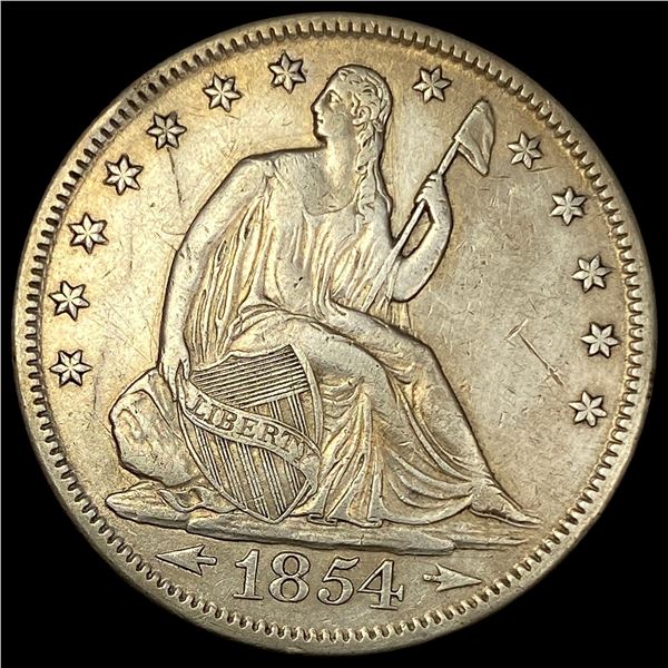 1854 Arrows Seated Liberty Half Dollar ABOUT  UNCIRCULATED