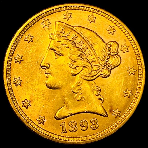 1893 Liberty Head Half Eagle $5 Gold  UNCIRCULATED