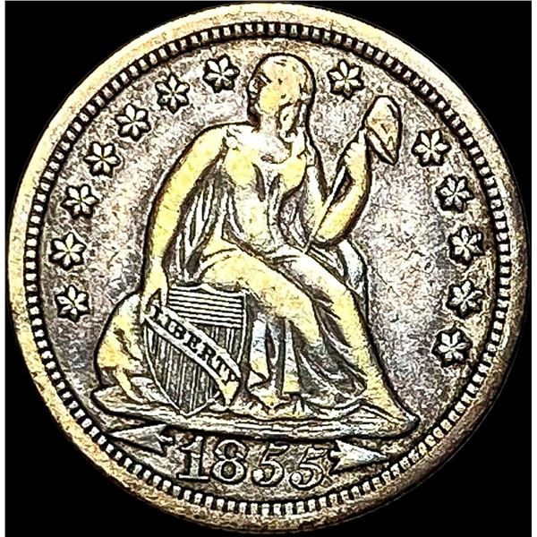 1855 Seated Liberty Dime NEARLY UNCIRCULATED