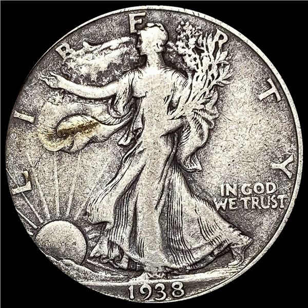 1938-D Silver Half Dollar Walking Liberty LIGHTLY CIRCULATED