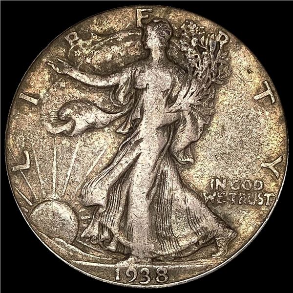1938-D Silver Half Dollar Walking Liberty LIGHTLY CIRCULATED