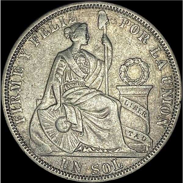 1879 Peru Silver Un Sol NEARLY UNCIRCULATED