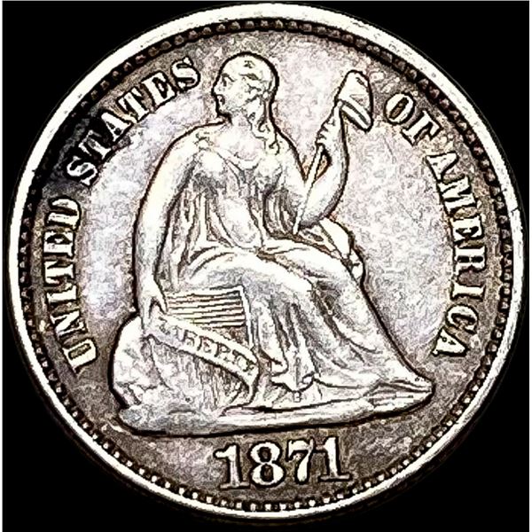 1871 Seated Liberty Half Dime CLOSELY  UNCIRCULATED