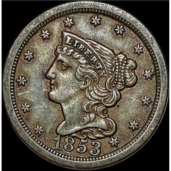 1853 Braided Hair Half Cent CLOSELY  UNCIRCULATED