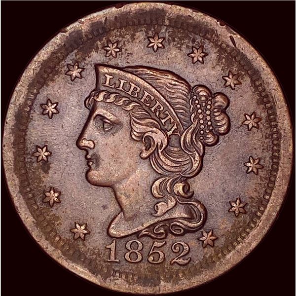 1852 Braided Hair Large Cent CLOSELY  UNCIRCULATED