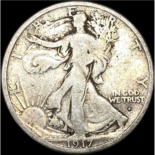 1917-S Obv Silver Walking Lib Half Dollar NICELY CIRCULATED