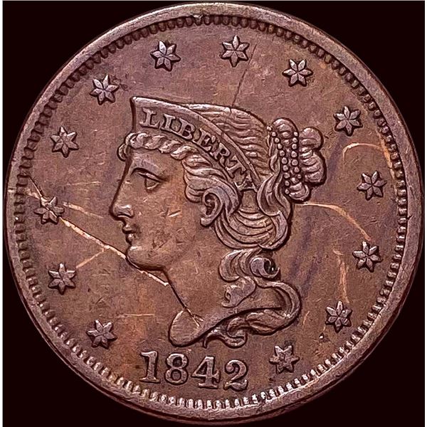 1842 Braided Hair Large Cent CLOSELY UNCIRCULATED