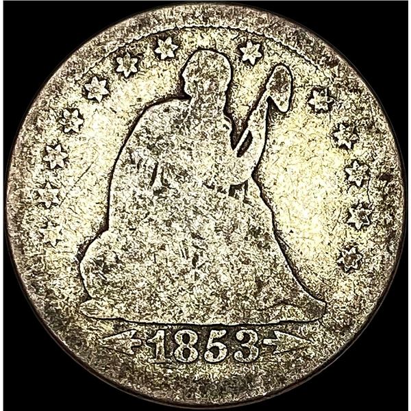 1853 Arrows/Rays Seated Liberty Quarter  NICELY CIRCULATED