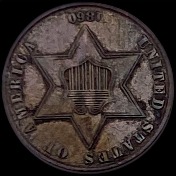 1861 Silver Three-Cent Piece CLOSELY UNCIRCULATED