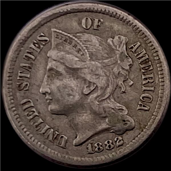 1882 Nickel Three-Cent Piece NEARLY UNCIRCULATED