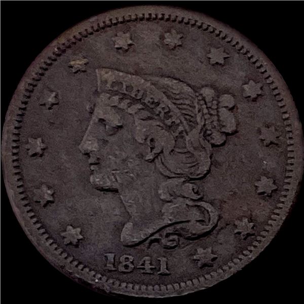 1841 Braided Hair Large Cent LIGHTLY CIRCULATED