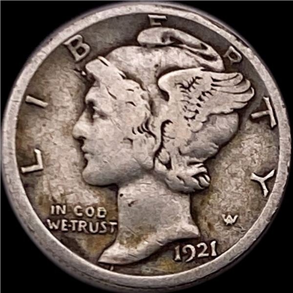 1921-D Silver Mercury Dime LIGHTLY CIRCULATED