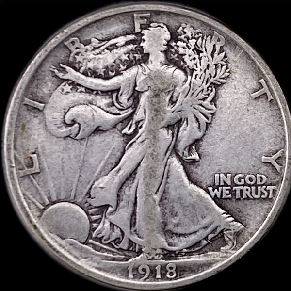 1918 Silver Walking Liberty Half Dollar LIGHTLY CIRCULATED