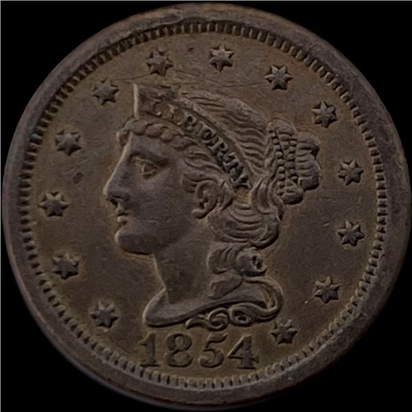 1854 Braided Hair Large Cent NEARLY UNCIRCULATED