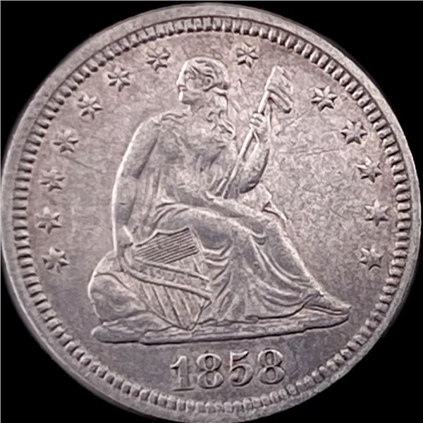 1858 Silver Seated Liberty Quarter CLOSELY UNCIRCULATED