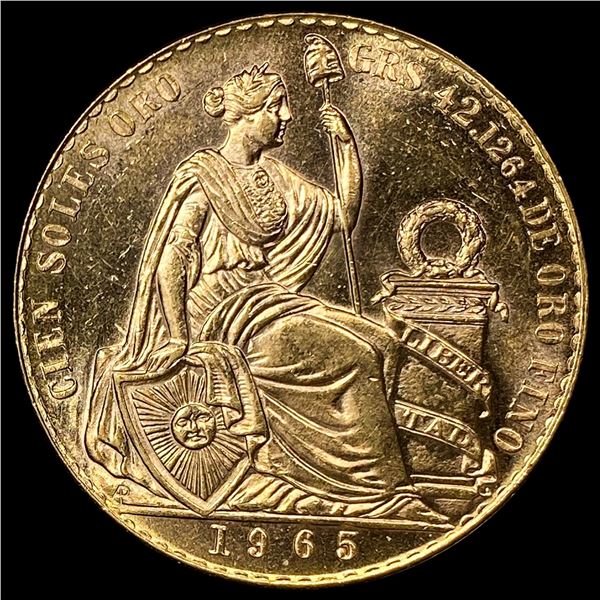 1965 Peru Gold 100 Soles UNCIRCULATED