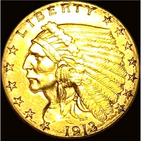 1913 Indian Head Gold $2.50 Quarter Eagle CLOSELY UNCIRCULATED