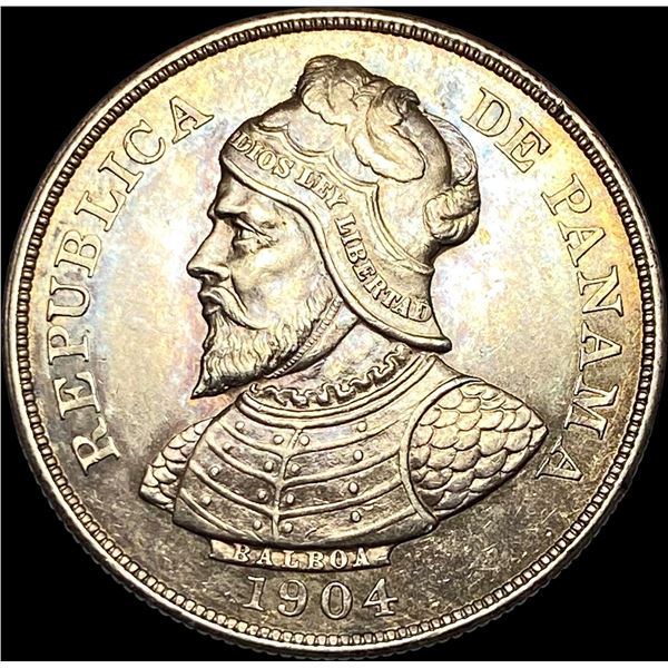 1904 Panama Silver 1/2 Balboa UNCIRCULATED