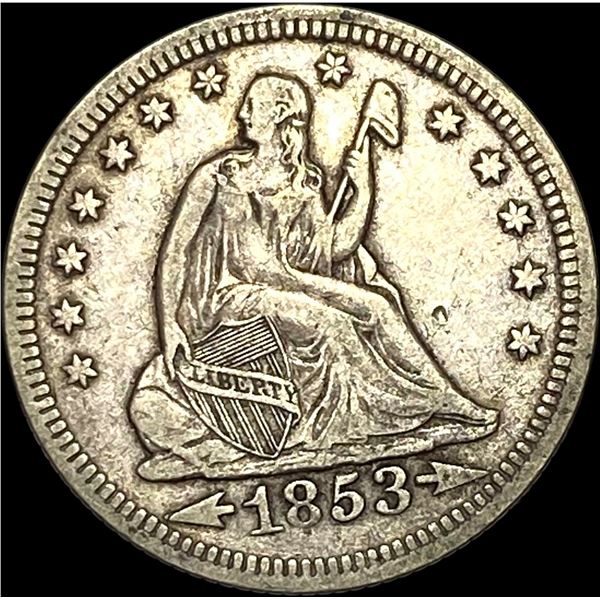 1853 Arrows Seated Liberty Quarter NEARLY UNCIRCULATED