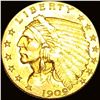 Image 1 : 1909 Indian Head Gold $2.50 Quarter Eagle CLOSELY UNCIRCULATED