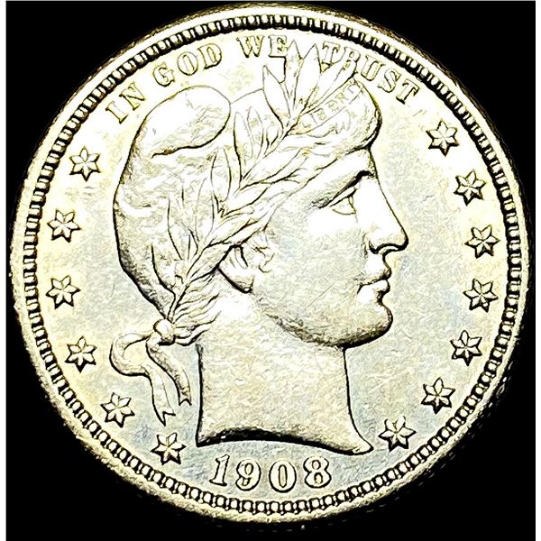 1908 Barber Silver Quarter CLOSELY UNCIRCULATED