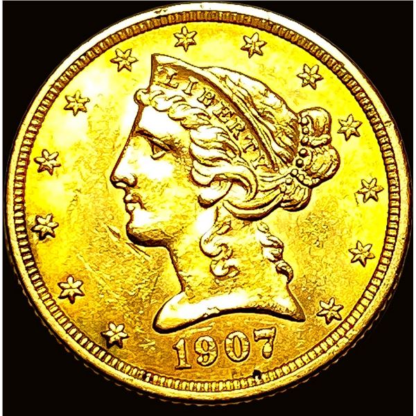 1907 Liberty Head Gold Half Eagle $5 CLOSELY UNCIRCULATED